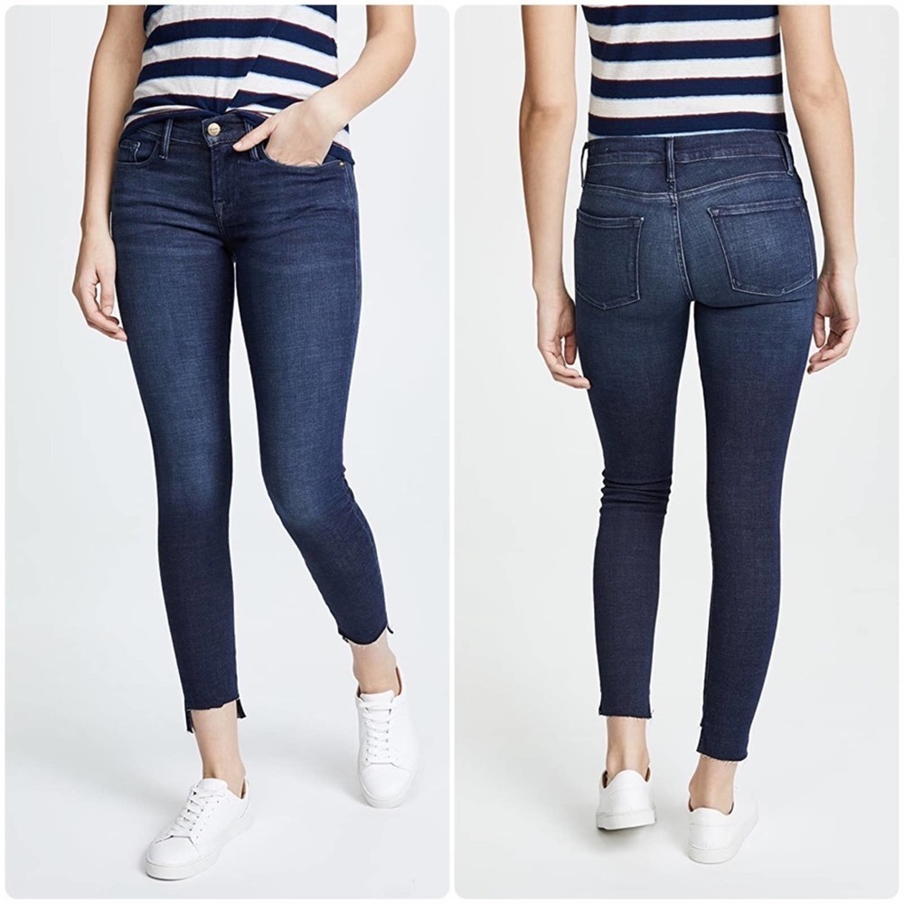 FRAME Le Skinny de Jeanne Stagger Raw-Hem Jeans, Perry Street Sz‎ 26